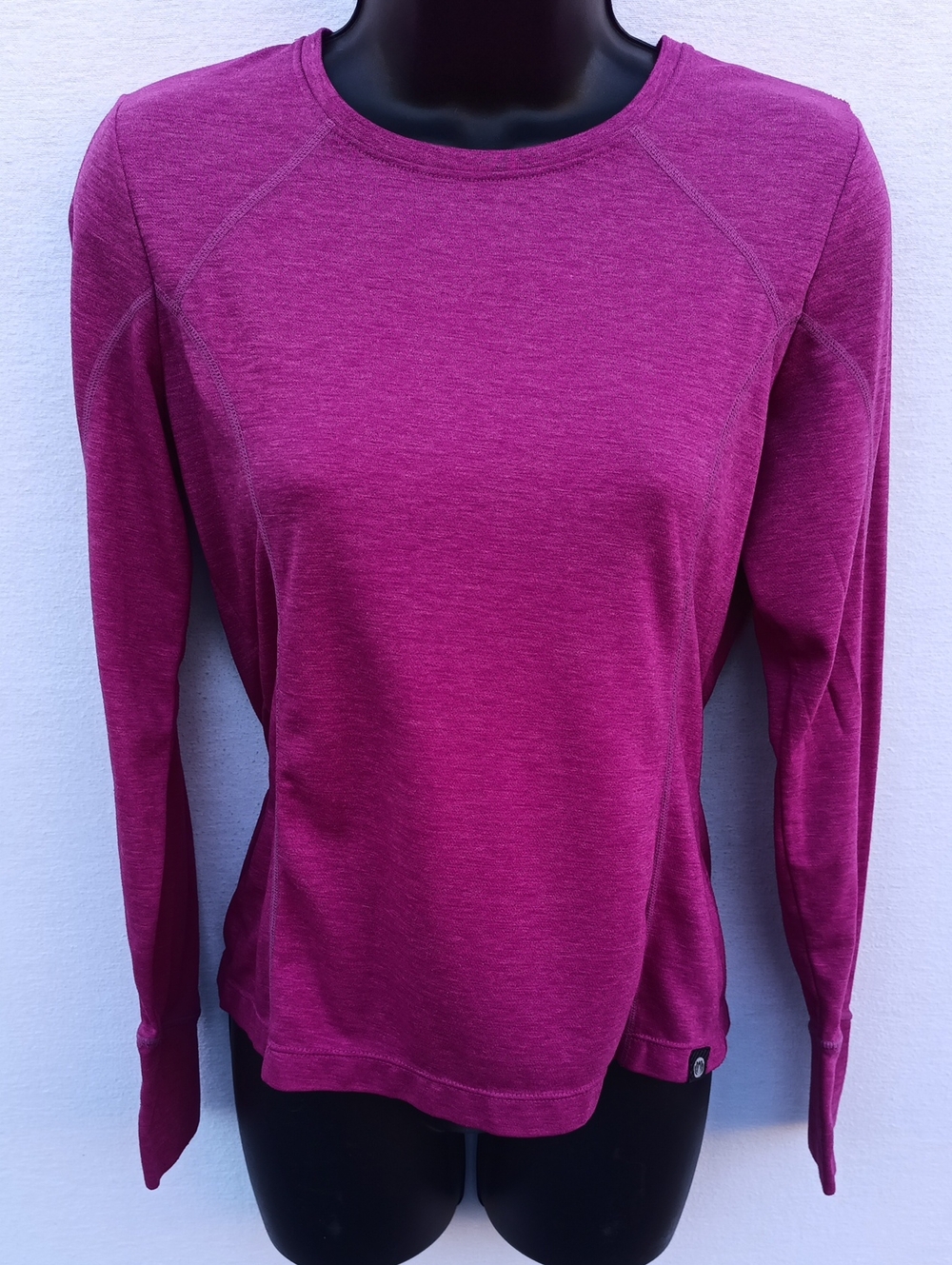Mondetta Athletic Crewneck Long Sleeve in Magenta W Skull Graphics & Bold Text